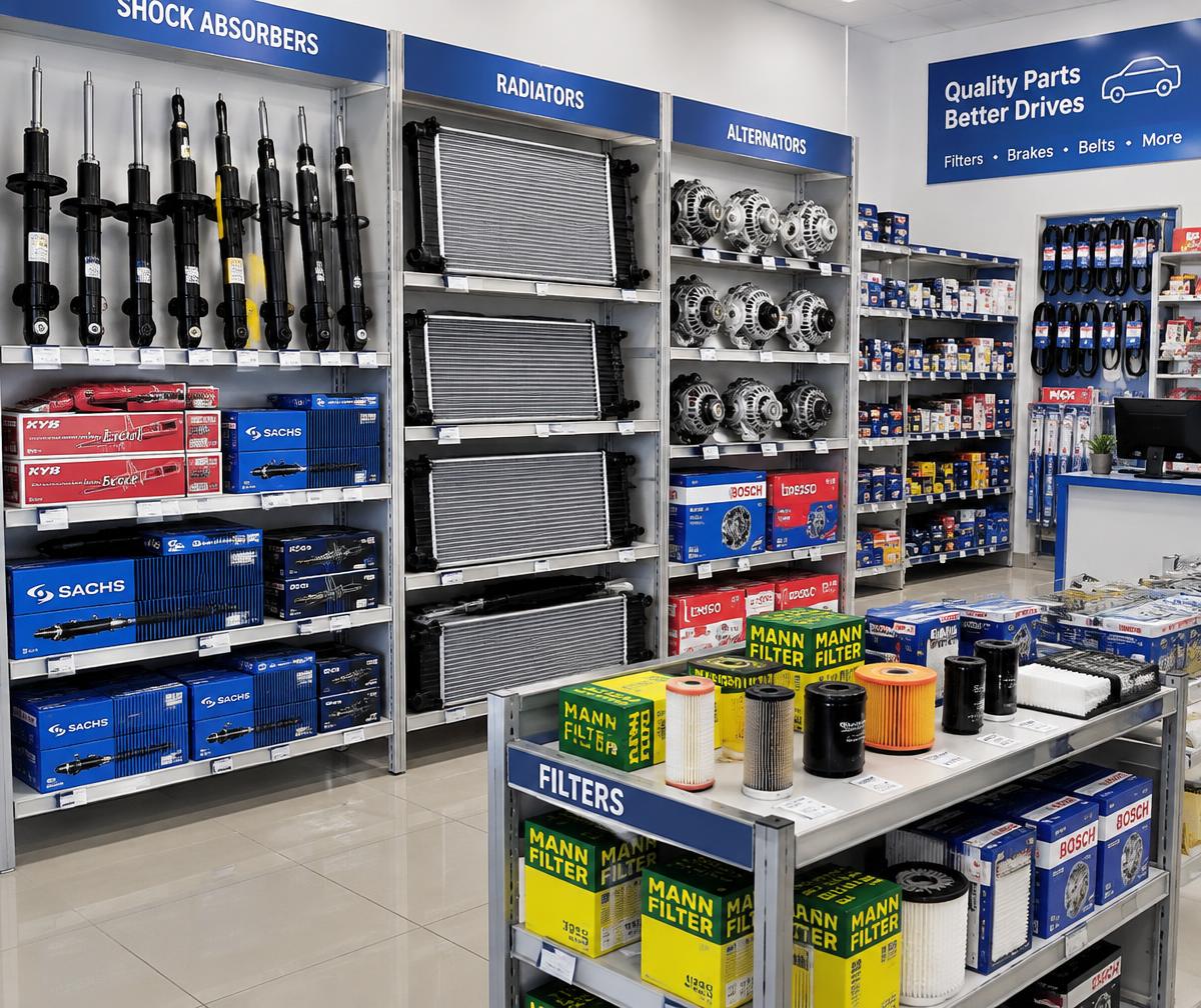 Auto parts shelves